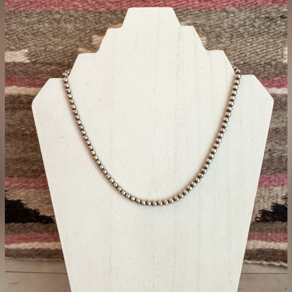 Navajo Pearls 18” length, 5mm pearls. Navajo Strung by Bryannen Halwood